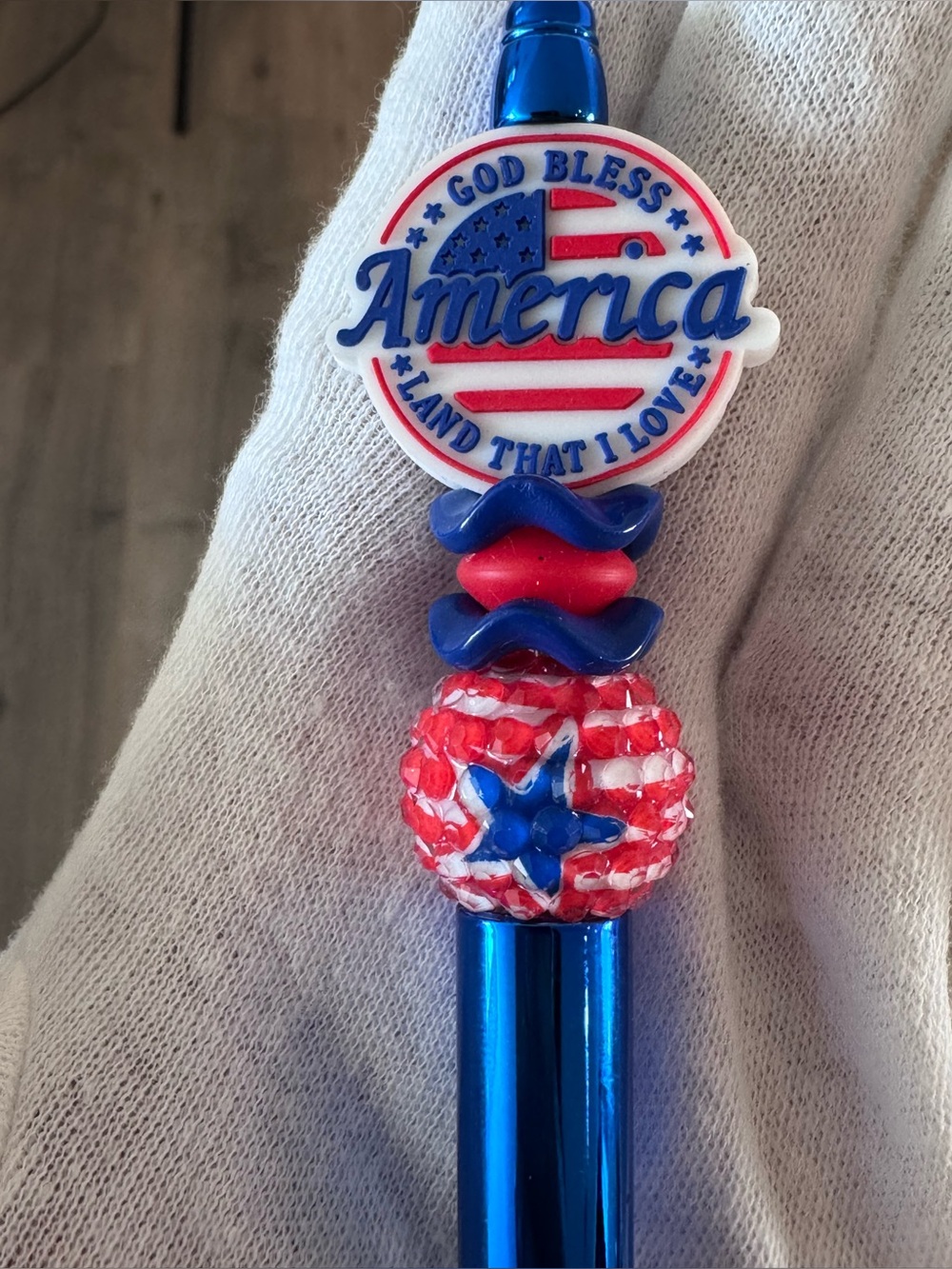 God bless America beaded pen